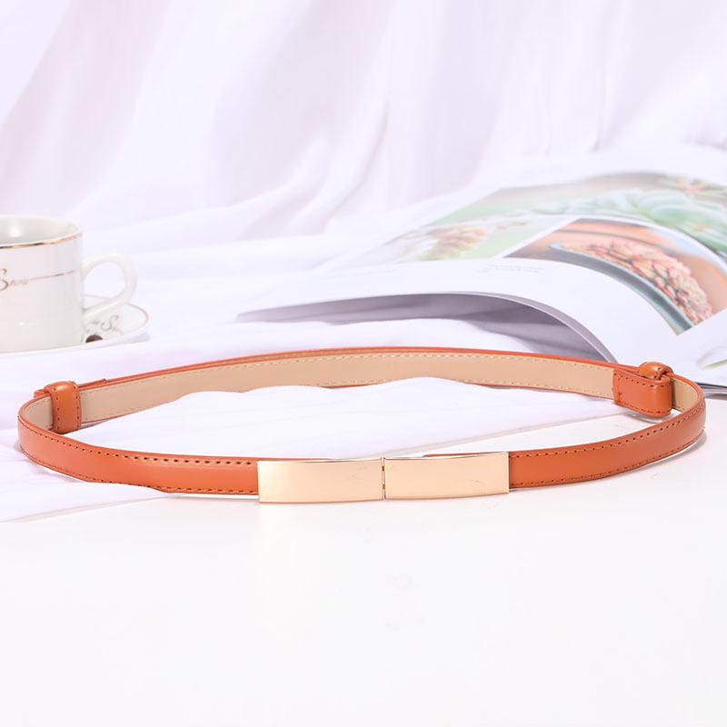 Women Ladies Fashion Casual All-match Square Buckle Belt Multi Color Slim Faux Leather Waistband Belt