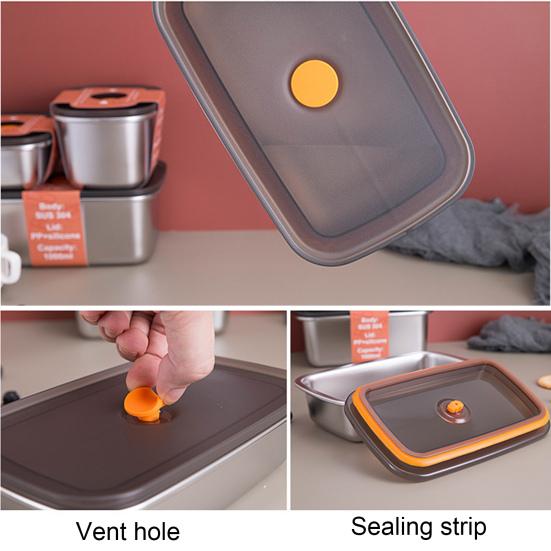 Microwaveable Lunch Box Leakproof 304 Stainless Steel Easy To Clean Food Storage Container