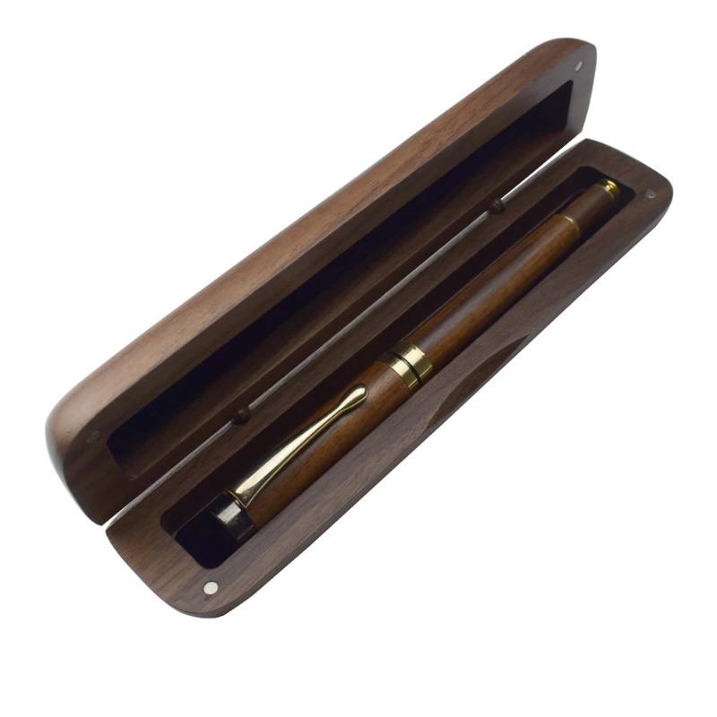 1PCS Wooden Folding Pen Case Gift Box Set - Eco-Friendly Desk Organizer for Business, Office Supplies with Magnetic Closure
