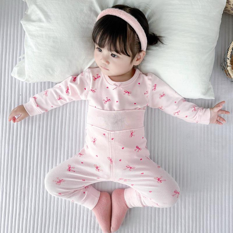 25 Стилей Детский Хлопковый Комплект Нижнего Белья с Завышенной Талией для Мальчиков и Девочек - Защита Животика, Бесшовный, Теплая Осенне-Зимняя Домашняя Одежда