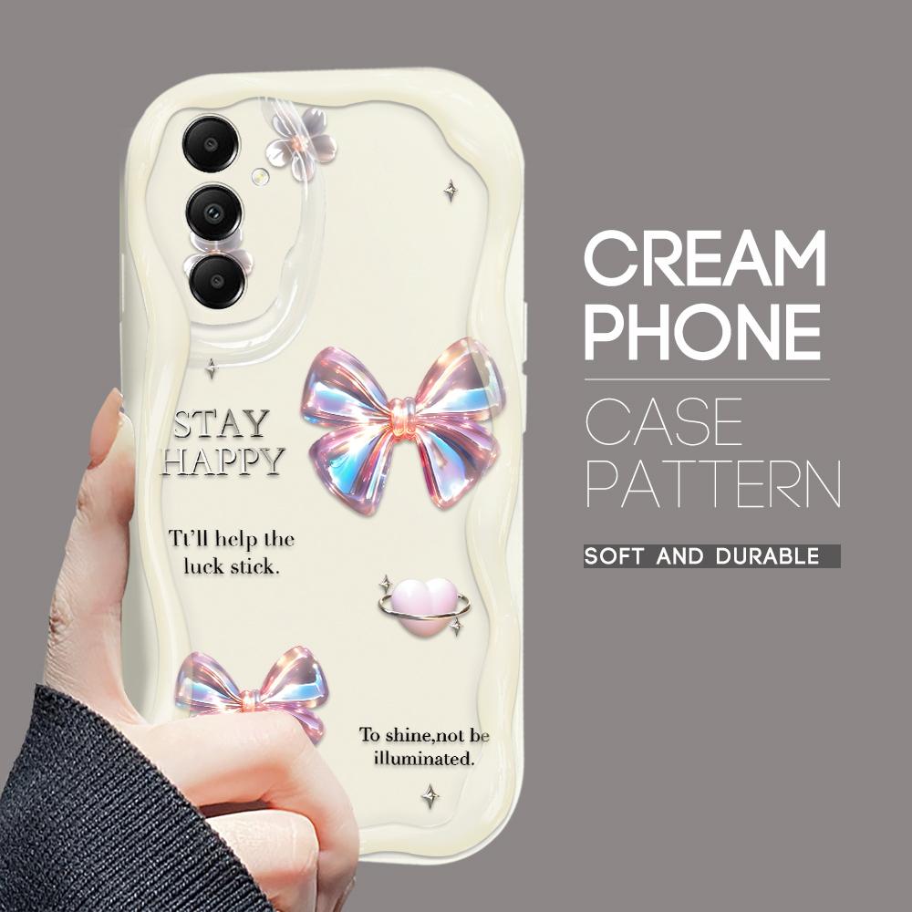 Cute Cartoon Pattern Cream Texture Casing Wavy Edge Soft Silicone Cover Phone Case for Samsung