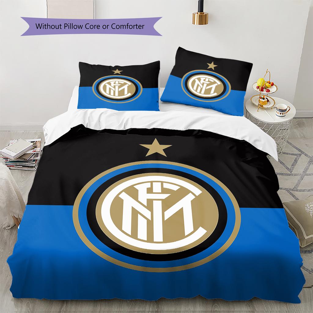 Постельное белье с узором ФК Интер Милан Декор для дома Подарок на день рождения (1 пододеяльник + 2 наволочки, без наполнителя)