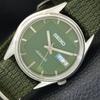 JAPAN VINTAGE SEIKO AUTOMATIC 7S36A MENS GREEN COLOR DIAL WATCH A701408-5 R206b-a701408