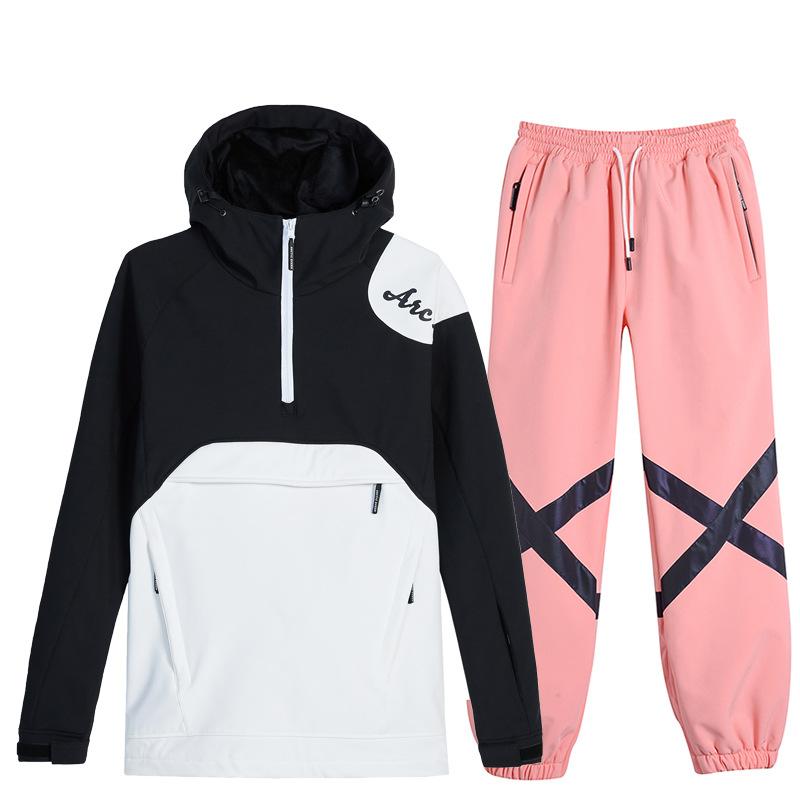 Лыжный костюм для женщин и мужчин, лыжная толстовка с капюшоном для катания на лыжах, сноубордический костюм, мужской, женский, зимний, теплый, уличный, водонепроницаемая, ветрозащитная, лыжная куртка и брюки