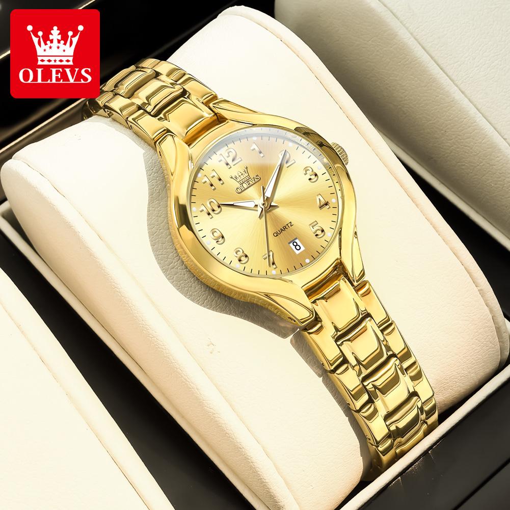 OLEVS Gold Woman Watch Fashion Waterproof Luminous Calendar Original Quartz Watch for Women Fashion Elegant Ladies Watches 3650