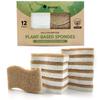 AIRNEX 12 шт. в упаковке. Натуральная кухонная губка. Биоразлагаемая губка из целлюлозы и кокосового скребка. Экологичная губка для мытья посуды. Безвредна. Без запаха.