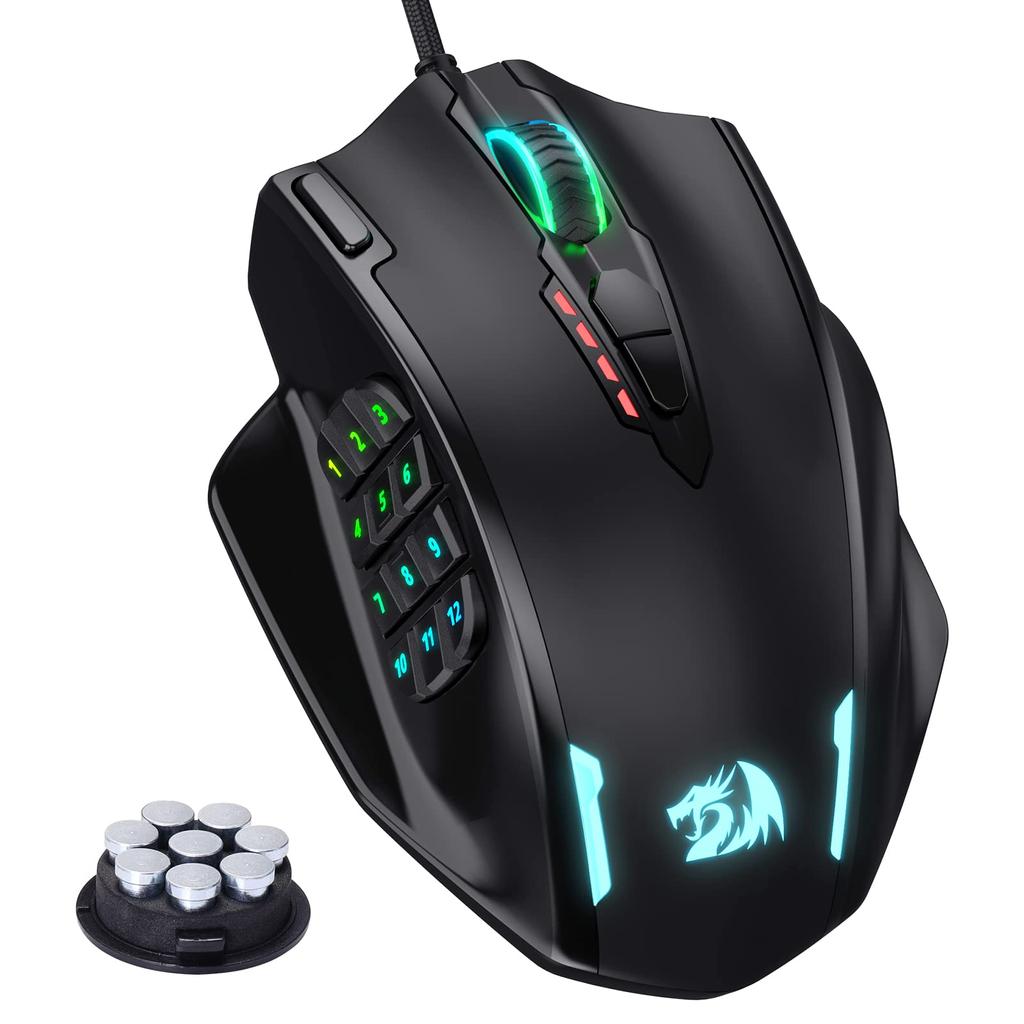 Redragon M908 Impact RGB LED MMO Gaming 12-сторонняя оптическая проводная эргономичная игровая мышь с 20 программируемыми макросами и удобным захватом, кнопками,