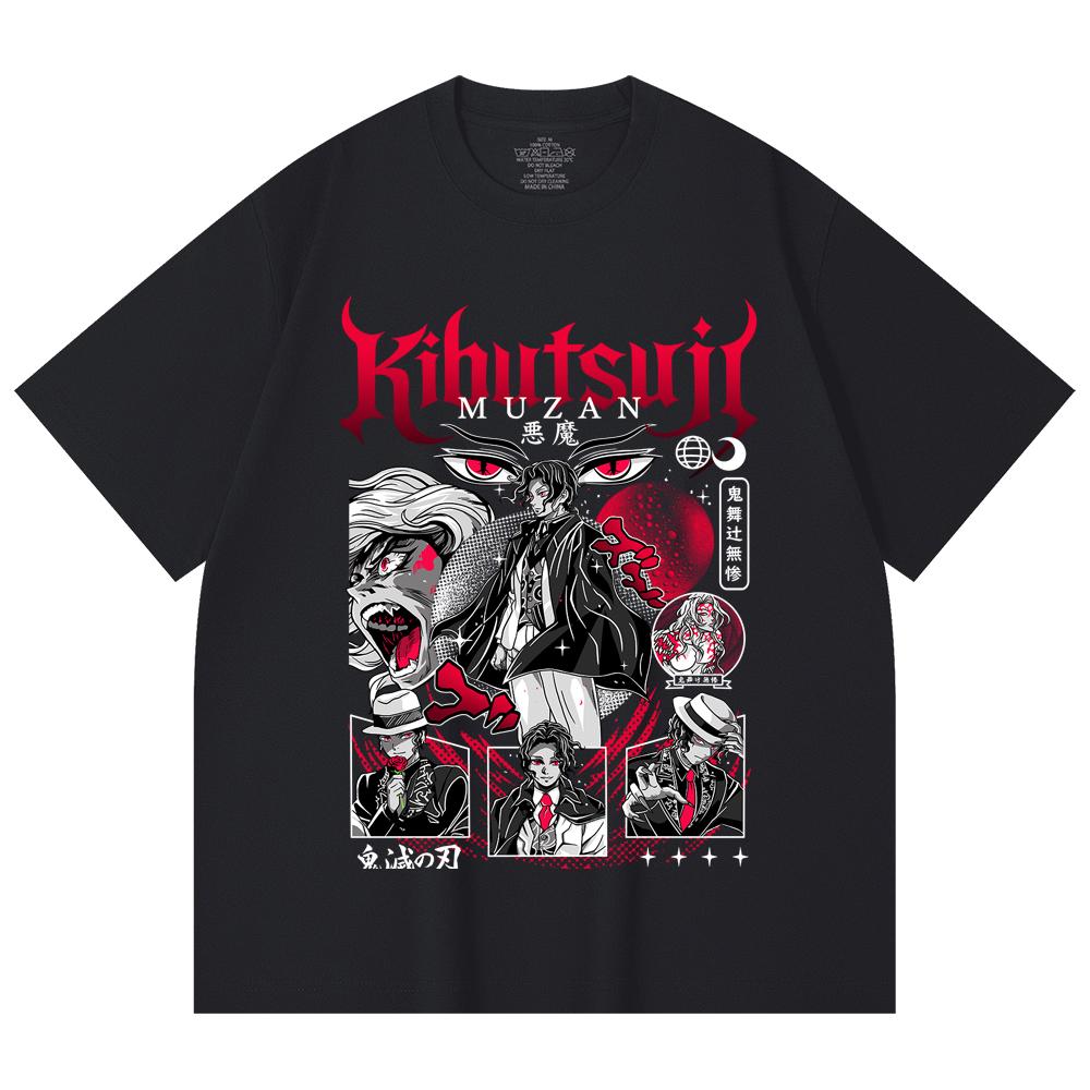 230 Gsm 100% Cotton Demon Slayer V34 Muzan Print Unisex Heavy Cotton T Shirt