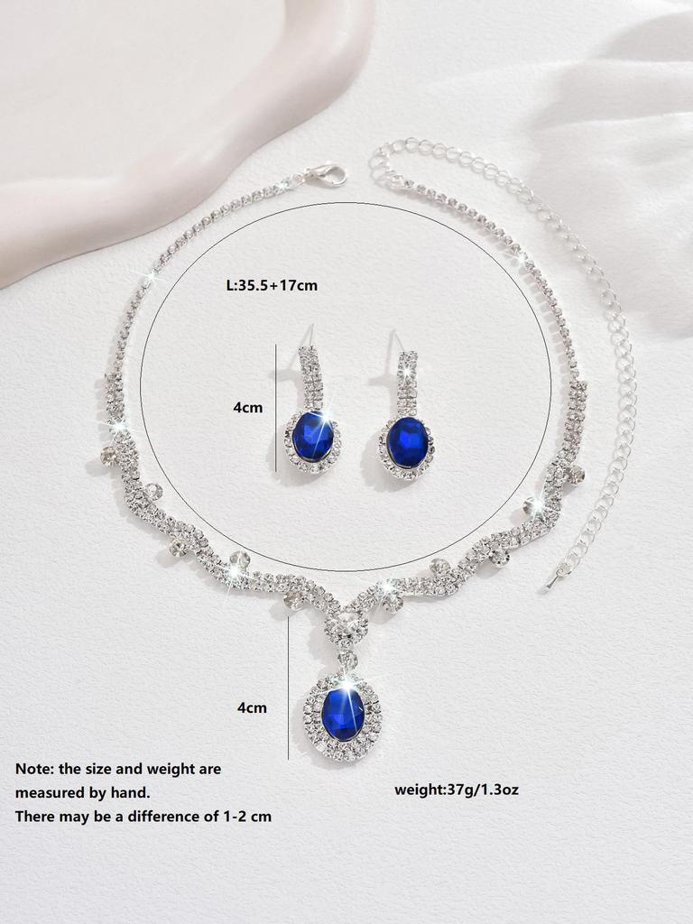 Набор ожерелья и серег с кисточками из страз в форме капли: Элегантная европейско-американская цепочка на ключицу в стиле легкой роскоши для женщин