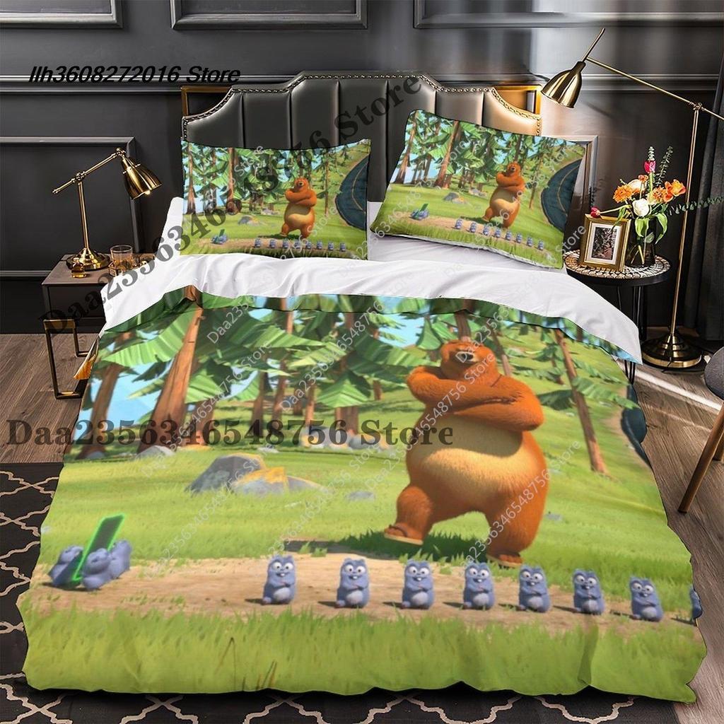 New Grizzy And The Lemmings Bedding Set Single Twin Full Three-Piece Suit Bed Set Aldult Kid Bedroom Duvetcover Sets 3D Ani
