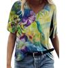 Women 3D Abstract Print T Shirt Summer New Ladies Oversized Loose Tops  Casual V-Neck Short Sleeve Tee Tops EMA