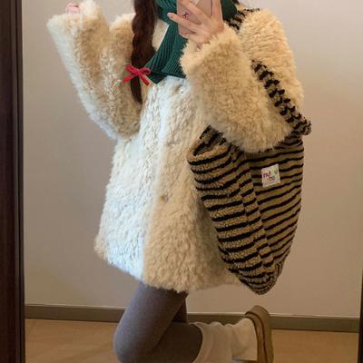 Плюшевая куртка женская новая зимняя свободная утолщенная