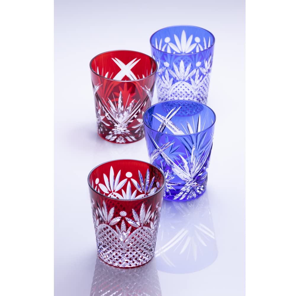 NARUMI Rock Glass Glassworks Prince 270cc Red Colored Glass Cut Glass Whiskey Glass Old Glass Wedding Gift Day Present Gift Box Wrapped Father's