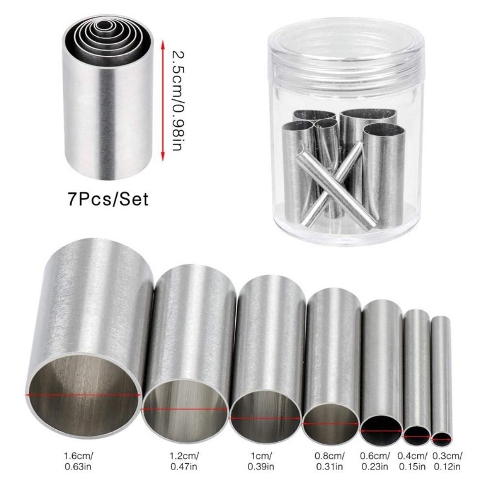 7pcs/set Metal Hole Hollow Round Cutter Round Shape with Storage Box Ceramic Cutting Mould Hollow Punch Pottery Tools