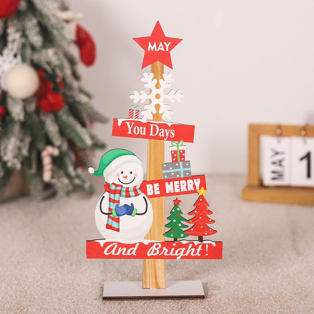 Christmas Home Decoration, Colorful Wooden Christmas Table Setting, Cartoon Santa Claus Wooden Ornaments