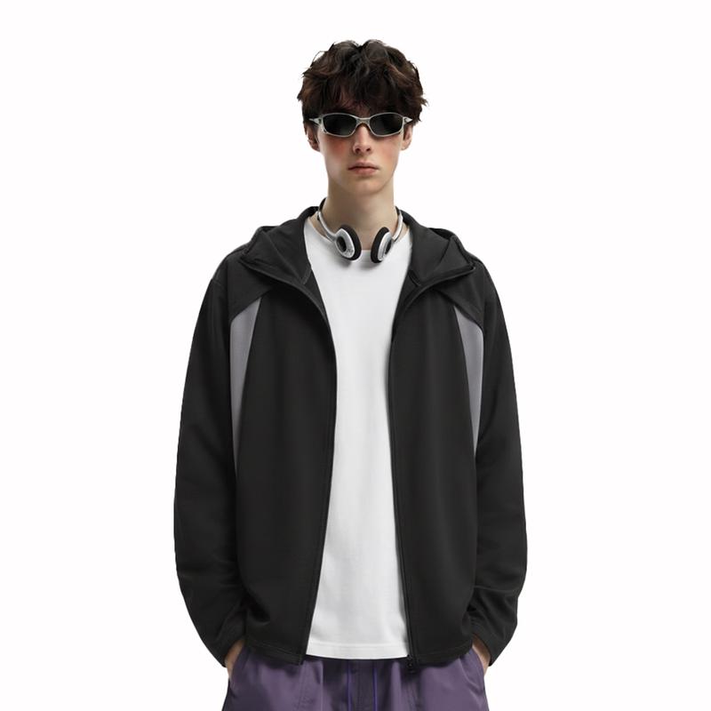 Fingercroxx IT Men's Color-block Hooded Sun Protection Jacket