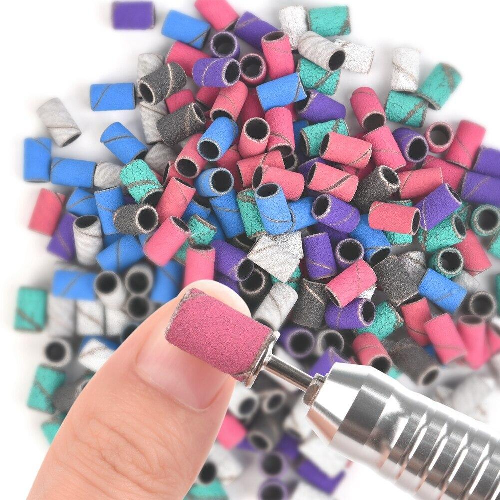 50 шт., шлифовальные ленты для сверл для ногтей, набор лент для сверл для ногтей, инструменты для удаления геля и педикюра