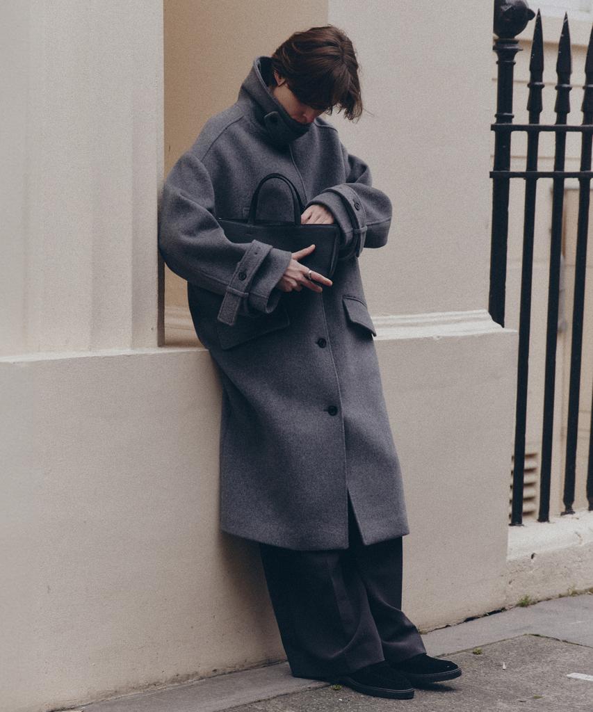 Artid Cashmere Oversized Long Coat_Melange Grey