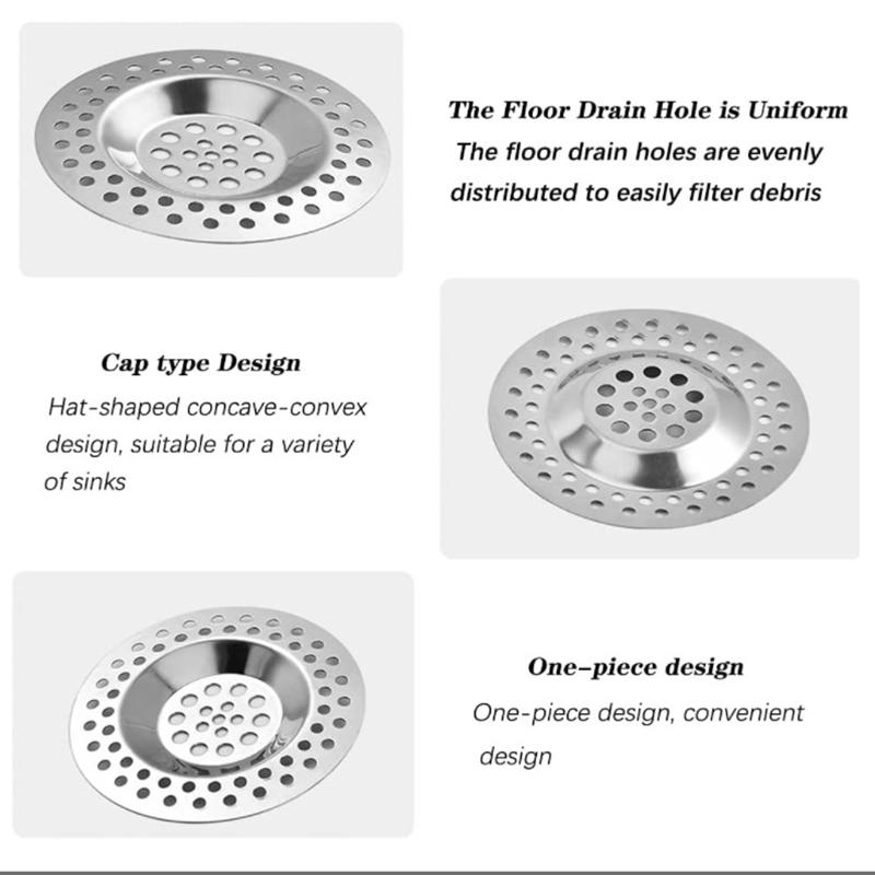 2 шт. кухонный металлический фильтр для раковины, сливное отверстие для ванны, улавливатель волос, пробка из нержавеющей стали, сливное отверстие для душа, фильтр-сифон 7,5 см