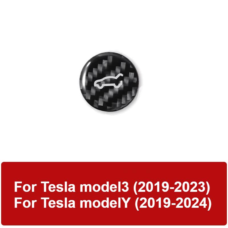 For Tesla Model 3/Y 2019-2025 Real Carbon Fiber Trunk Release Switch Sticker Car Rear Liftgate Close Button Protector Interior