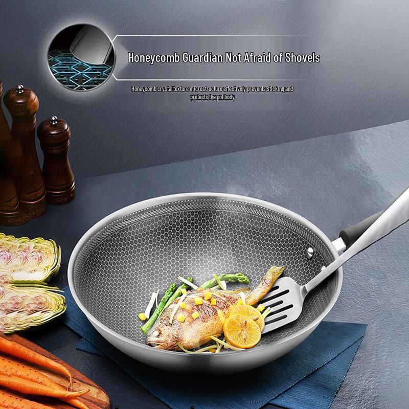 SUPOR Crystal Diamond Honeycomb 316 Stainless Steel Wok
