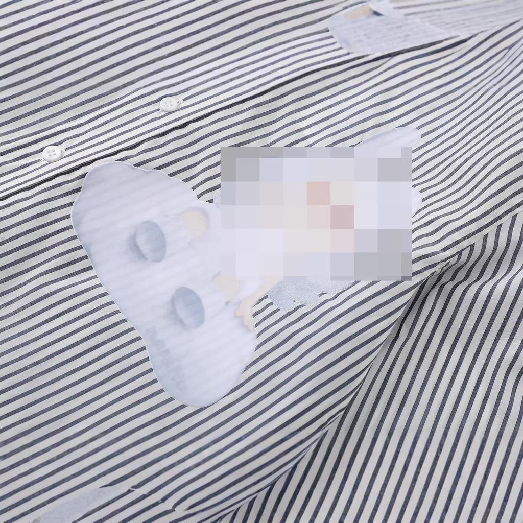 In Stock Spring 2026 Women's Casual Cartoon Print Striped Lapel Shirt, Versatile & Loose, Style 3K1CB09.