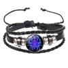 Night Light Up Zodiac Sign Braided Leather Bracelet for Men Women - 12 Constellation Horoscope Adjustable Wristband