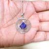 Подвеска из необработанного танзанита с цепочкой из чистого серебра 925 пробы, ювелирные изделия ручной работы