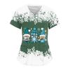 Christmas Scrubs Medical Uniforms Workwear Women Casual V Neck Short Sleeve Tops Blouse Santa Printed Working Nursing Uniform