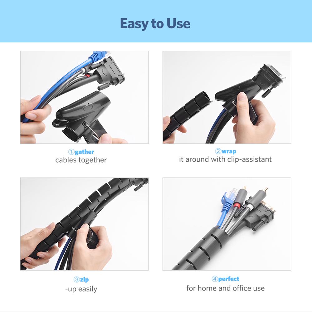 Flexible Cable Winder Wire Wrap Tube Storage Pipe Cable Organizer Cord Protector Management