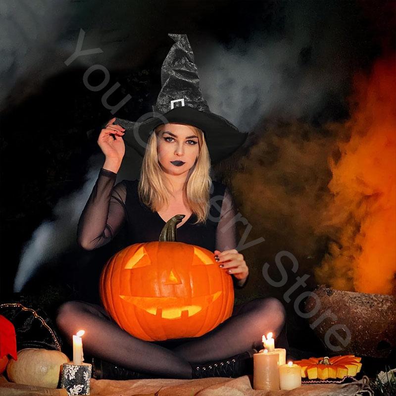 Хэллоуин складки ведьма волшебник черная шляпа вечерние косплей костюм головные уборы кепка дьявола реквизит украшения поставки для взрослых женщин мужчин