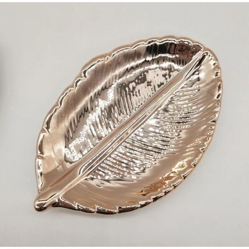 Trays Decorative Ceramic Leaves Shaped Dish Dinner Plates Cake Candy Dessert Tray Jewelry Storage Home Decoration Plates