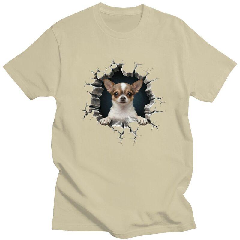 Breaking Through Chihuahua T Shirts Men ShortSleeve Dog Lover Tshirt Casual Tee For Husband100 Cotton Slim Fit Tshirt