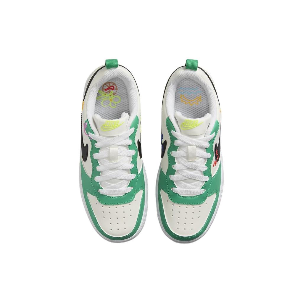 Nike Court Borough Удобные Повседневные Нескользящие Прочные Низкие Детские Кроссовки Детские Кроссовки Белые Зеленые HF5750-101