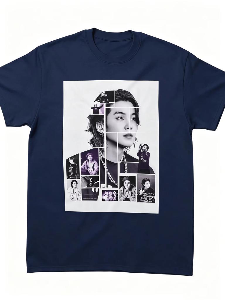 Min Yoongi SUGA BTS Collage Classic Fan Gift T Shirt 2026 Summer Mens Cotton Y2K See Through Women And Men Comfortable T-shirt
