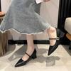 Fashion Spring Autumn New Pointed Single Shoes Women Thick Middle Heel Shallow Mouth Pumps Elegant Solid Belt Buckle Heels for Women