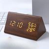 Wooden Digital Alarm Clock Temperature and Humidity Clock Wooden Clock Triangular Electronic Clock Wooden Clock