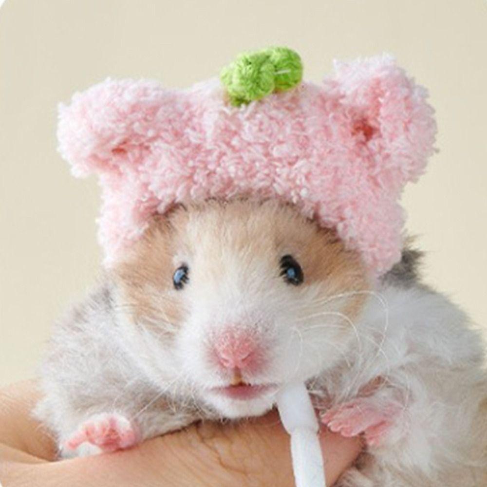 Fashion Woolen Plush Hat Mini Pet Supplies Animal Doll Hat for Hamster Golden Silk Bear