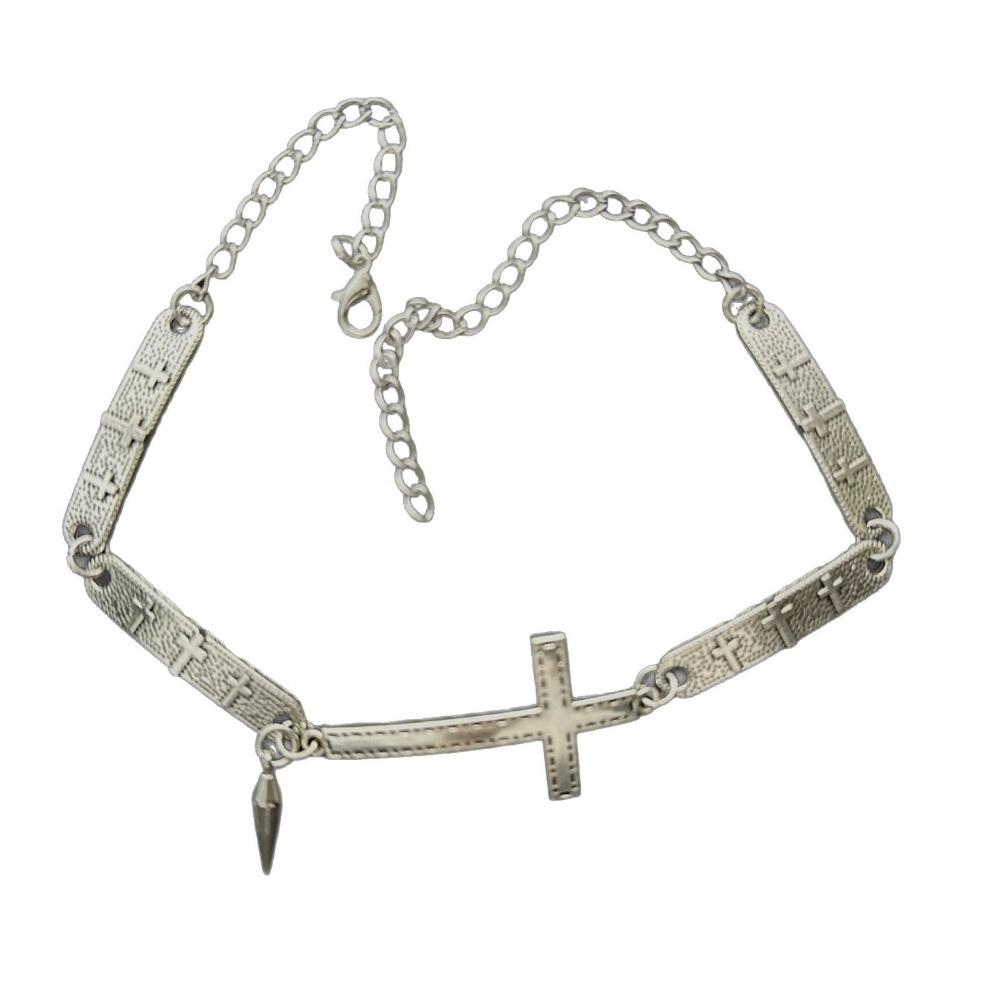 Punk Spliced Cross Necklace Y2K Hip Hop Necklace Retro Choker Necklace  Jewelry