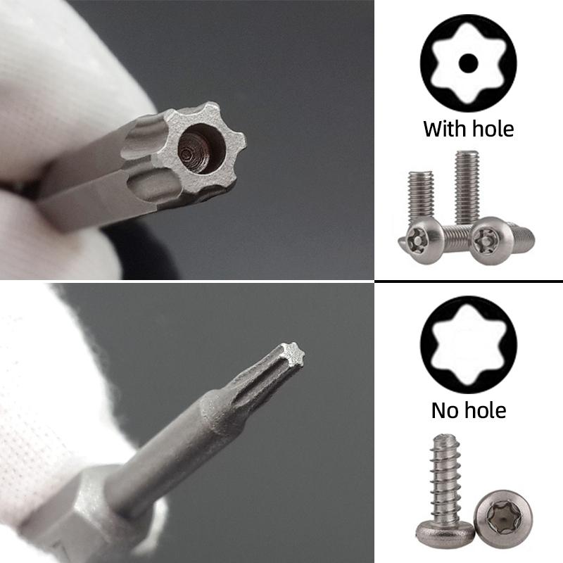 Magnetic Torx Screwdriver Bit 150mm T6-T40 1/4" Hex Shank Hollow Plum Blossom Hole Security Bits S2 Steel Electric Hand Tools