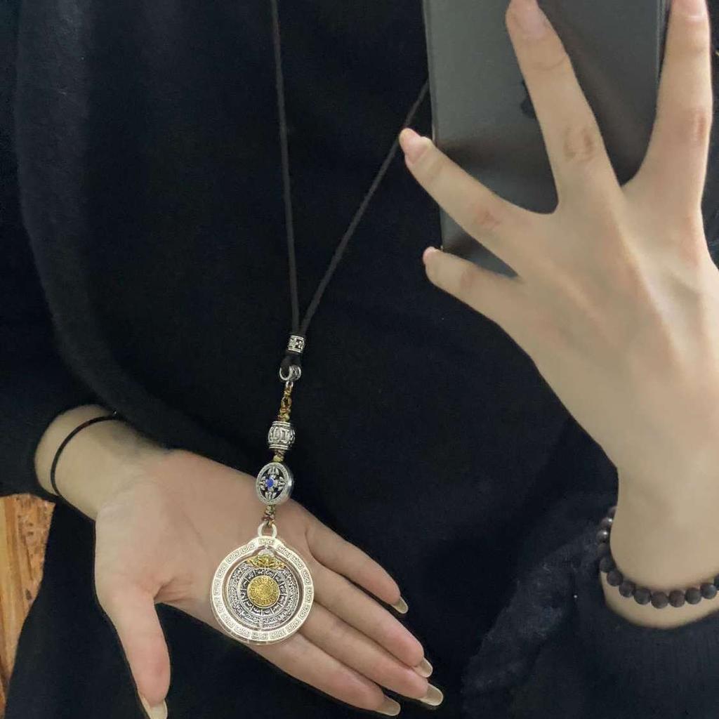 Ожерелье в стиле дзен, крутой кулон с вращающейся поясной биркой Jiugong Bagua, счастливый кулон