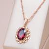 Oval Red Zircon Women's Necklace Hollow Texture Large Pendant Golden Boho Vintage Jewelry Simple Luxury Accessories