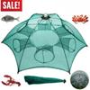 Nylon Mesh Magic Fishing Trap Foldable Shrimp Cage Durable 4/6/8/12/16 Holes Fish Net Outdoor
