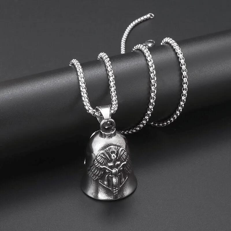 Angel Ride Motorcycle Bell Pendant Biker Hip Hop Rock Metal Punk Ride Party Accessories Trend Amulet Jewelry Gift