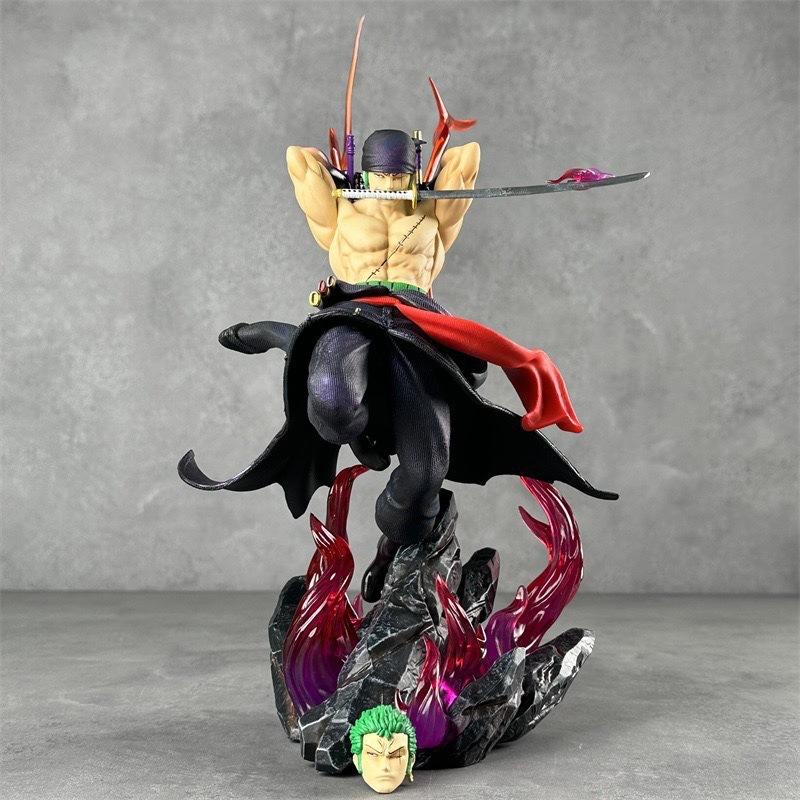 28СМ One Piece Ророноа Зоро Стиль Трех Мечей Двойная голова сменная Анимационная статуэтка Подарок на День Рождения