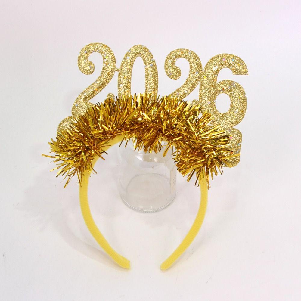 Sequin 2026 Happy New Year Headband Cute Sweet New Year Decorative Headdress Headwear Creative Christmas Headpiece Cosplay