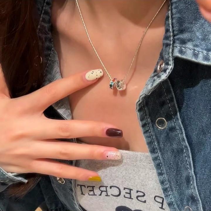 Double-Layer Rose Zircon Sweater Necklace: Elegant Summer Clavicle Chain, Women's Light Luxury High-End Accessory.