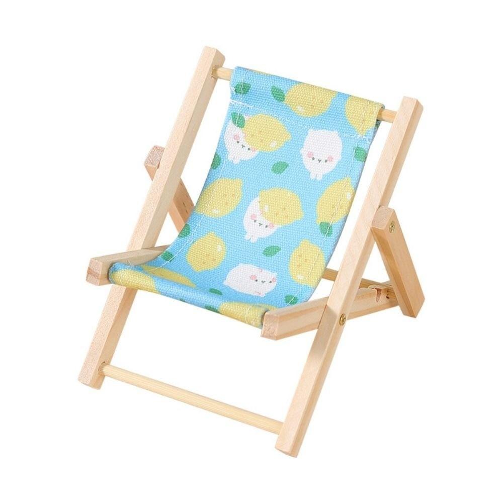 Multicolors Foldable Beach Chair Model Wooden Outdoor Casual Reclining Chair For 10cm Cotton Doll