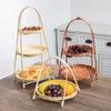 1Pcs 1/2/3 Layers Storage Basket Multi-function Standing Tray Bamboo Woven Basket  For Kitchen