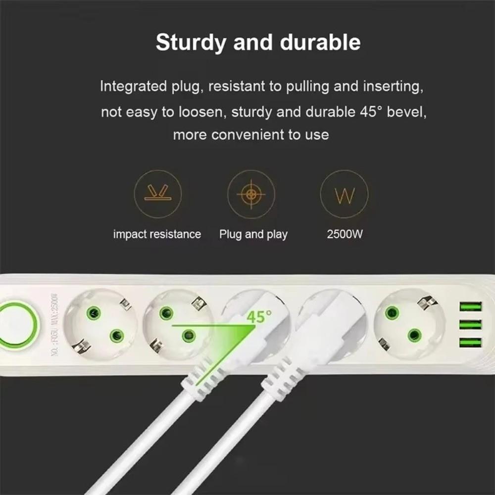 Удлинитель 2 м, розетка с вилкой EU, 3 USB-порта, AC розетка, сетевой фильтр, блок питания для офиса
